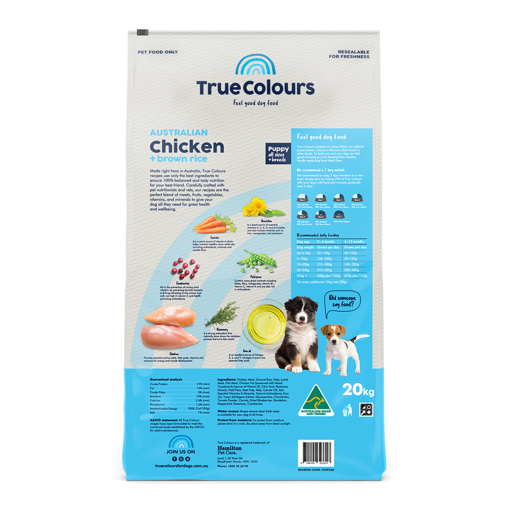 True Colours Puppy Chicken & Brown Rice Dry Dog Food