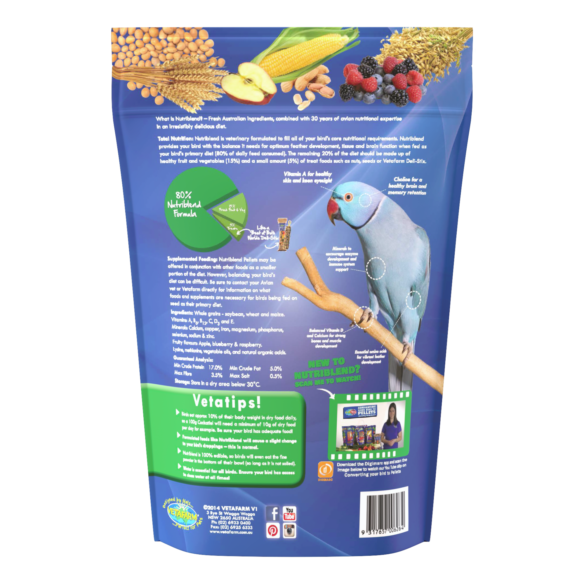 Vetafarm Nutriblend Pellets Mini Bird Food
