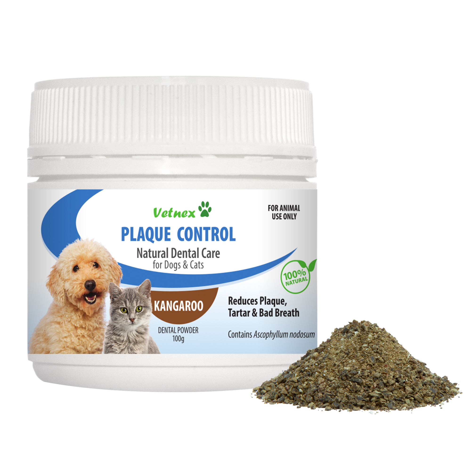 Vetnex Plaque Control Dental Powder Kangaroo for Dogs & Cats 100g x 2