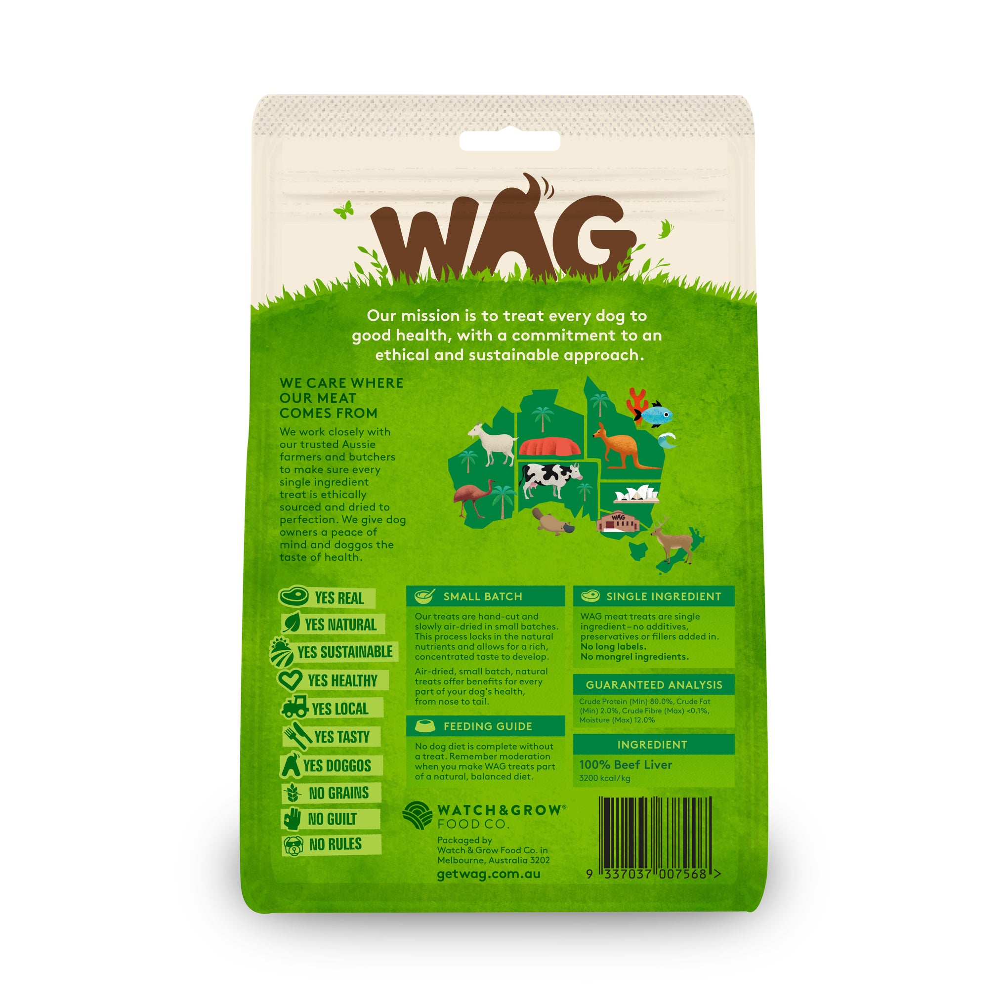 WAG Dog Treat Beef Liver 200g