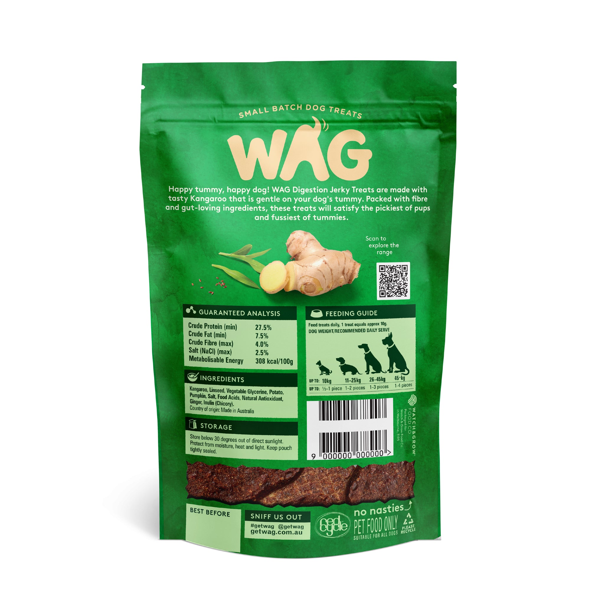 WAG Dog Treat Kangaroo Jerky Digestion 10 Pack