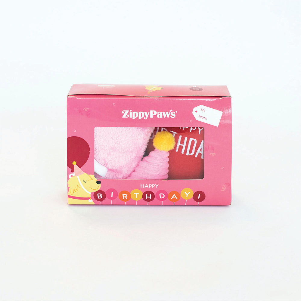 Zippypaws Birthday Box Pink Dog Toy