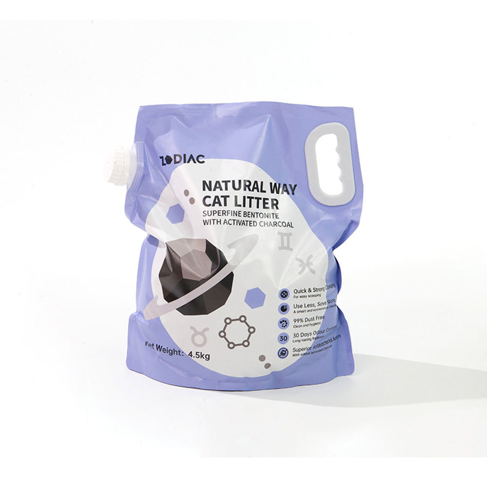ZODIAC Natural Way Superfine Bentonite With Activated Charcoal Cat Litter 4.5Kg x 2