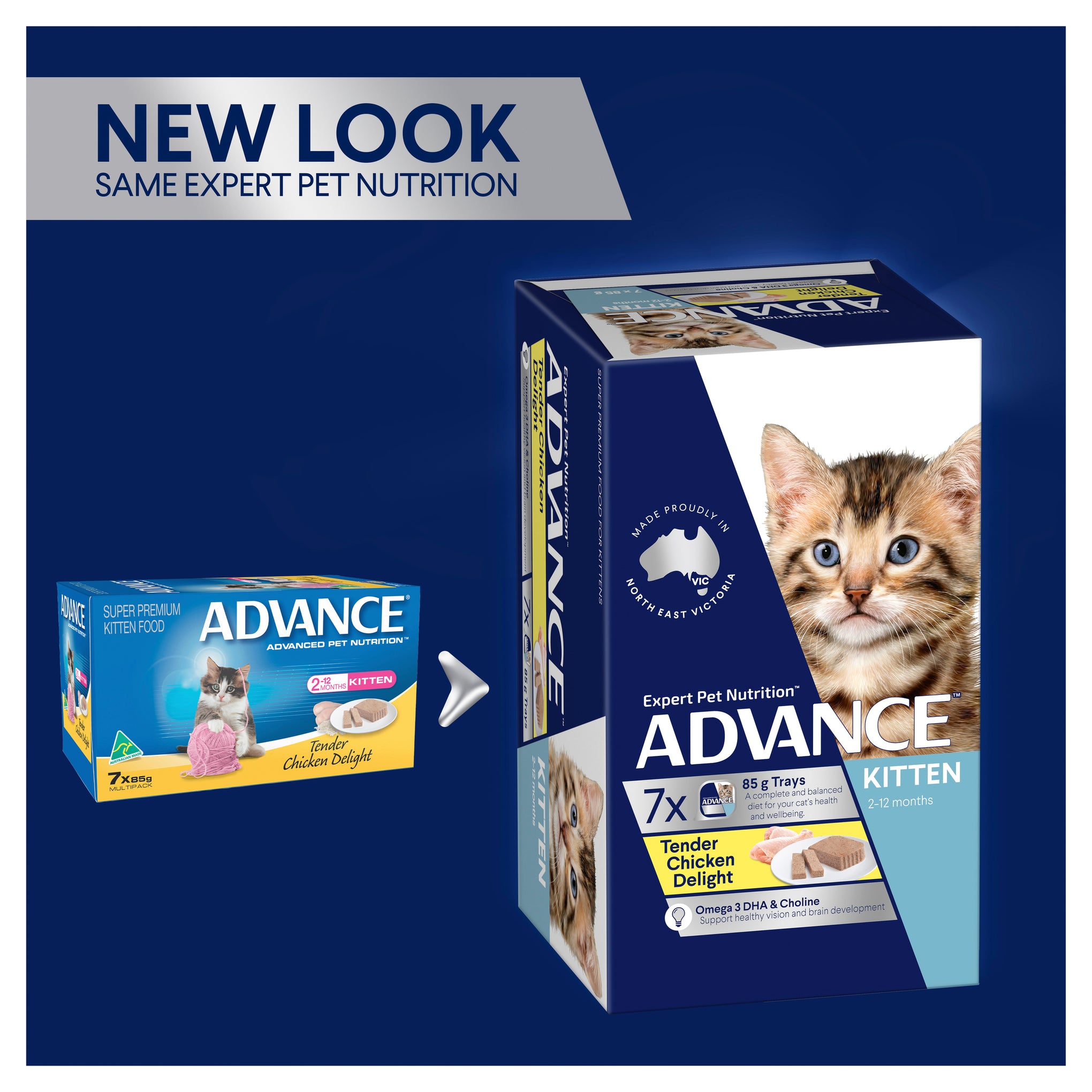 Advance Tender Chicken Delight Kitten Wet Cat Food Trays 85g x 7