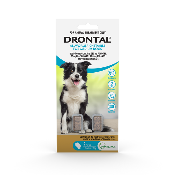 Drontal All Wormer Medium Dog Chews 10kg 2 Pack