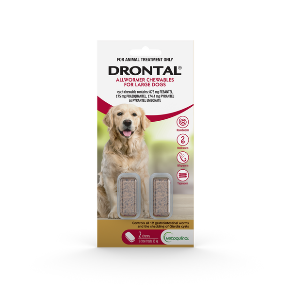 Drontal All Wormer Large Dog Chews 35kg 2 Pack