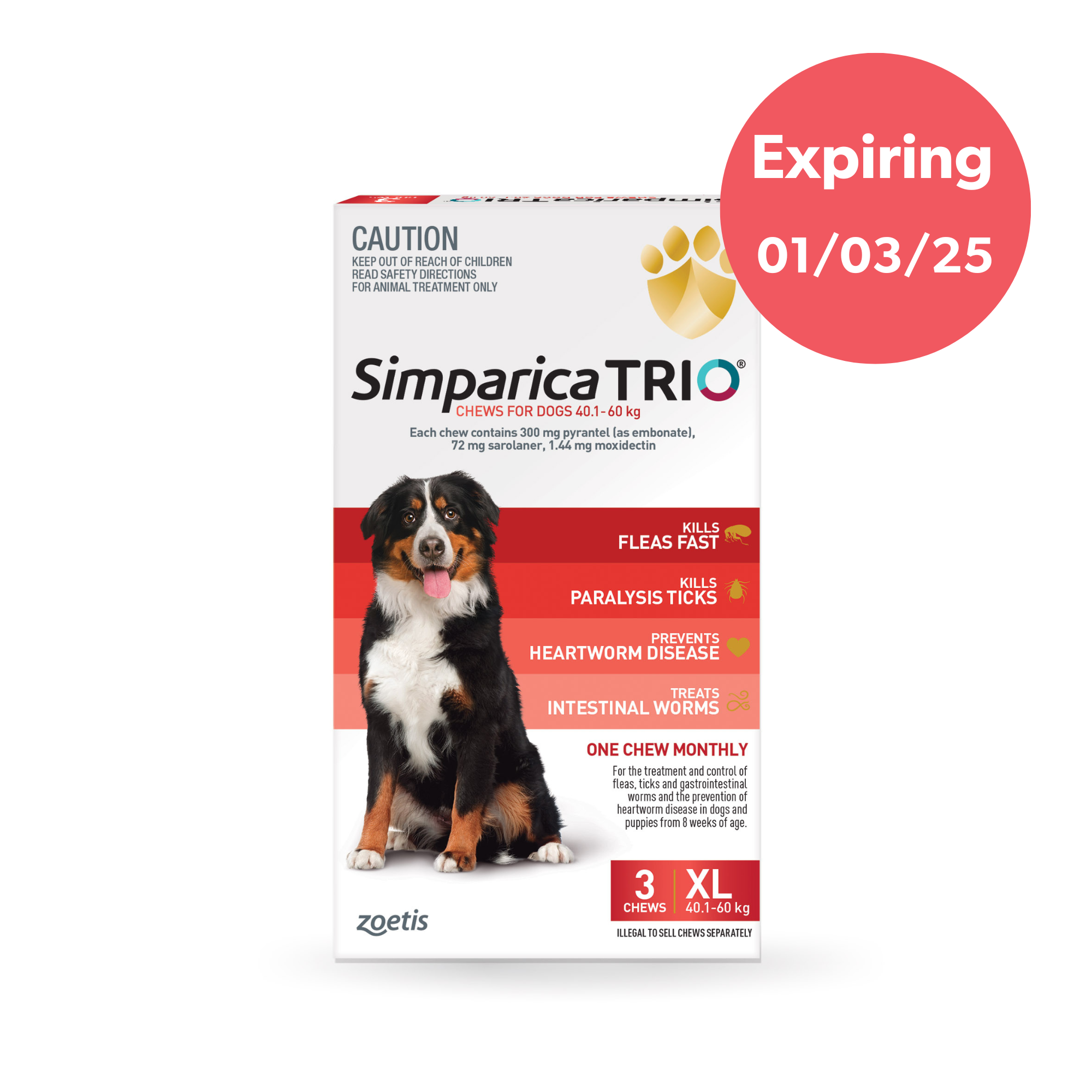 Simparica Trio Extra Large Dog Chews 40.1-60kg