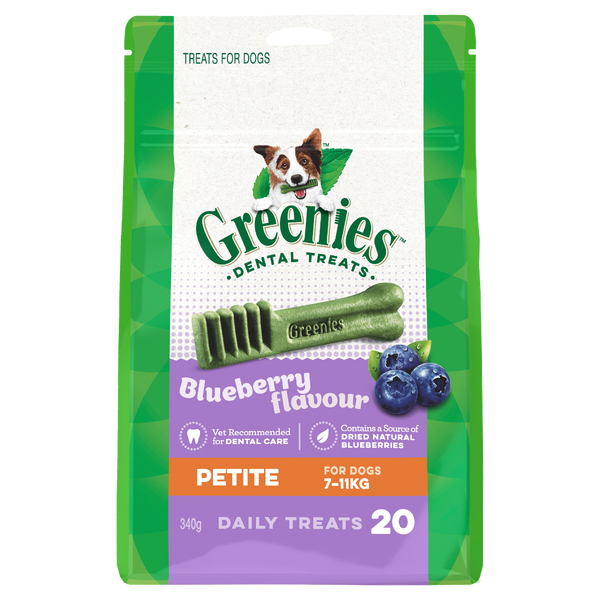 Greenies Dog Blueberry Dental Health Treats for Petite Dogs 340g