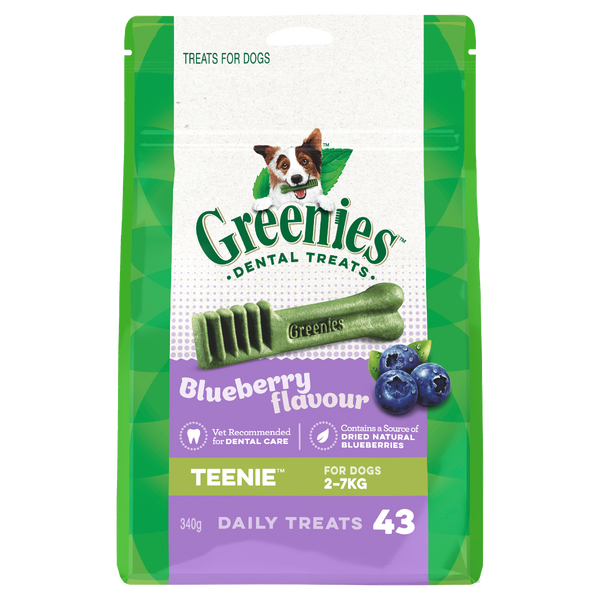 Greenies Dog Blueberry Dental Health Treats for Teenie Dogs 340g