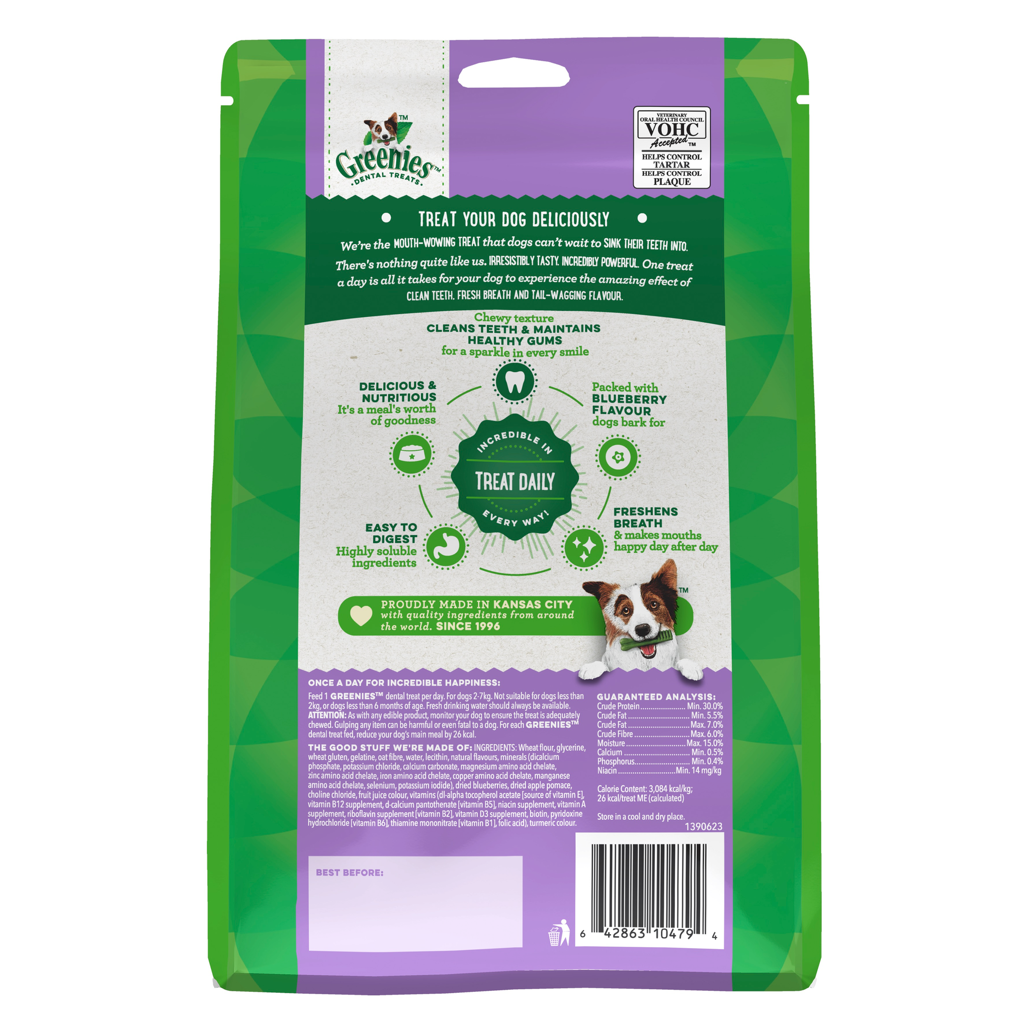 Greenies Dog Blueberry Dental Health Treats for Teenie Dogs 340g