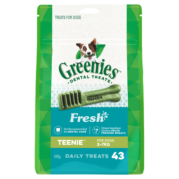 Greenies Dog Fresh Mint Dental Health Treats for Teenie Dogs 340g