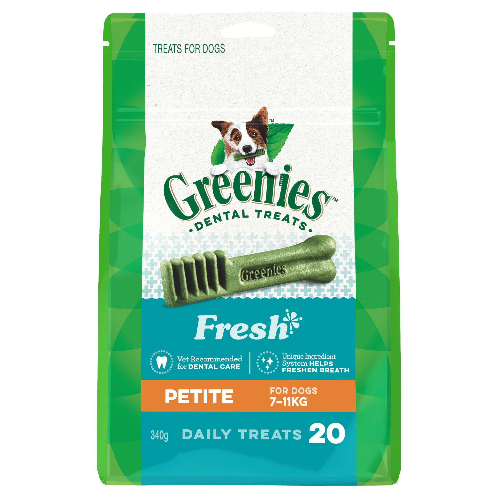 Greenies Dog Fresh Mint Dental Health Treats for Petite Dogs 340g