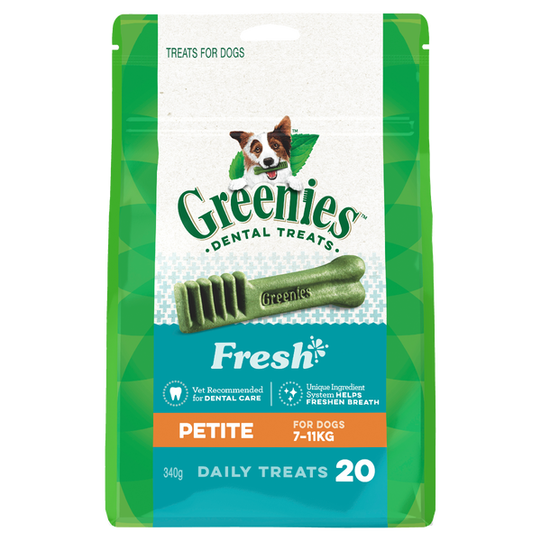 Greenies Dog Fresh Mint Dental Health Treats for Petite Dogs 340g