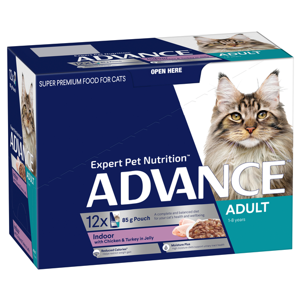Advance Indoor Chicken and Turkey Wet Cat Food 85g x 12