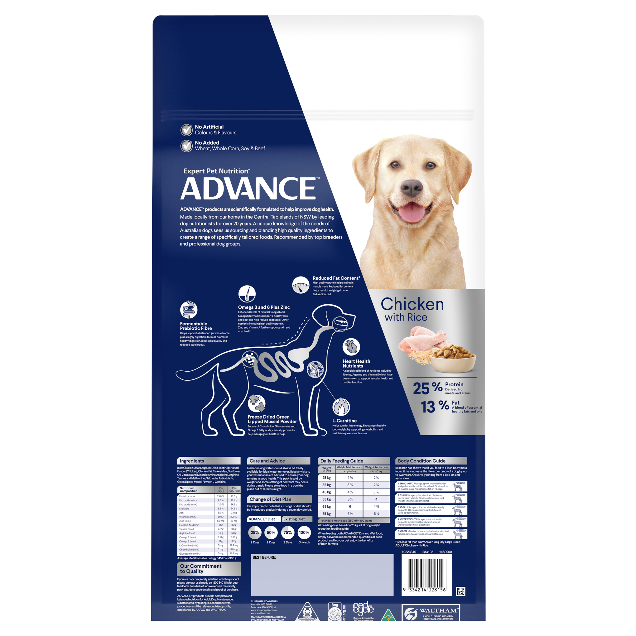 Advance Chicken and Rice Healthy Weight Large Breed Adult Dry Dog Food 17kg