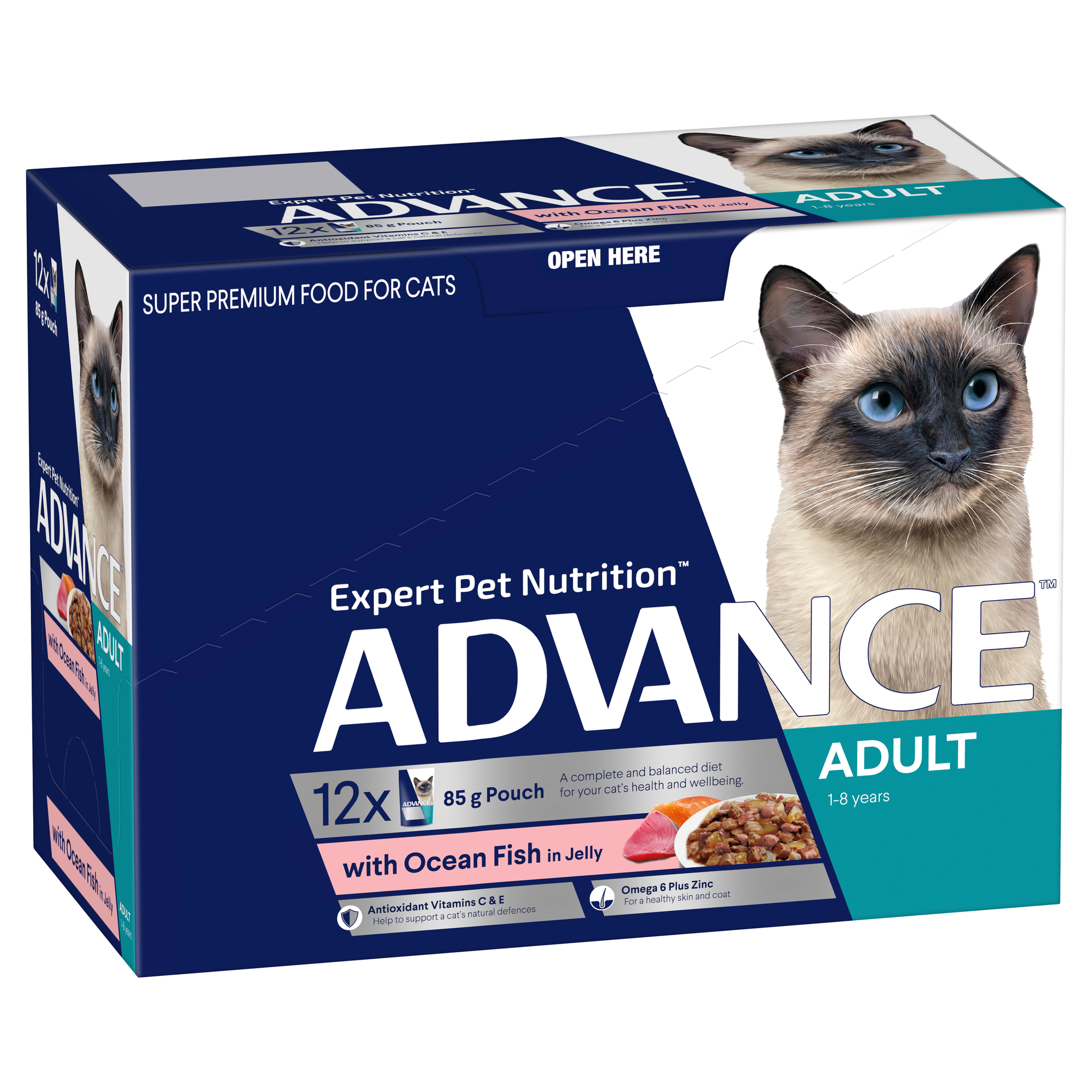 Advance Ocean Fish in Jelly Adult Wet Cat Food Trays 85g x 12