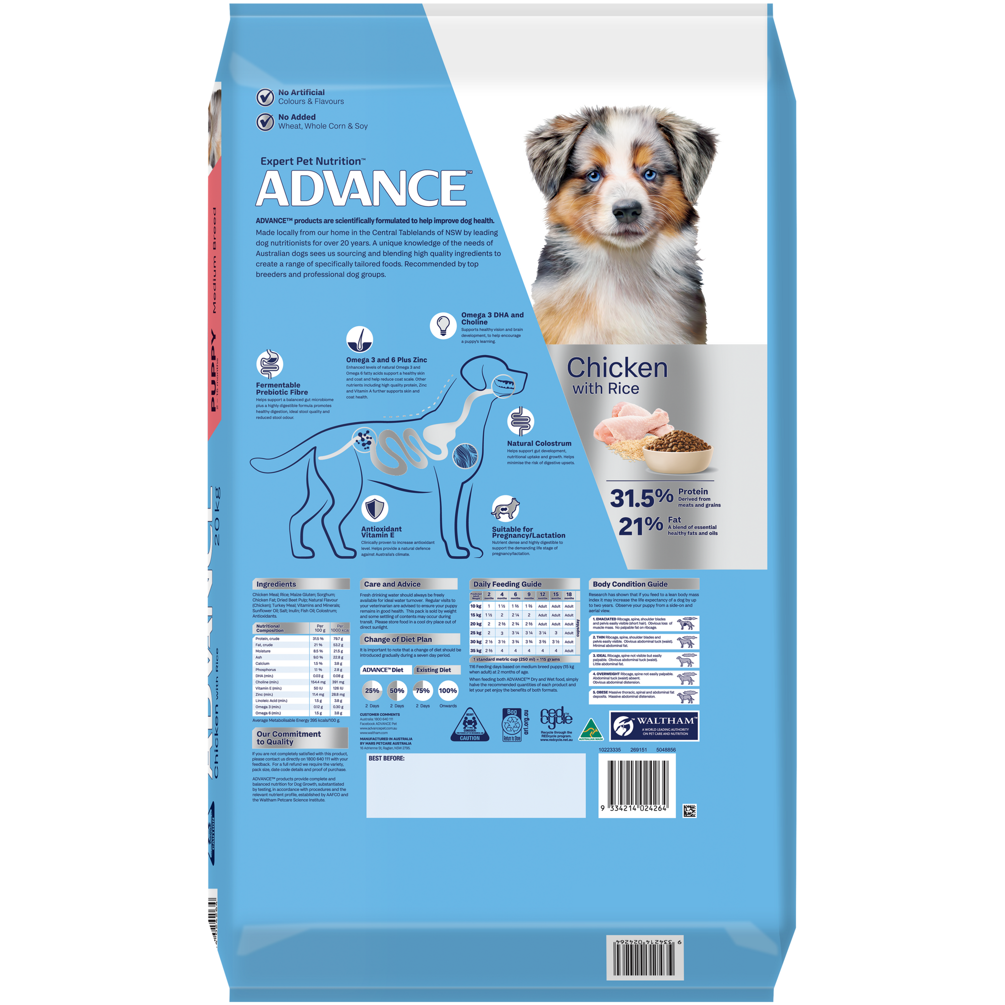 Advance Chicken and Rice Medium Breed Puppy Dry Dog Food