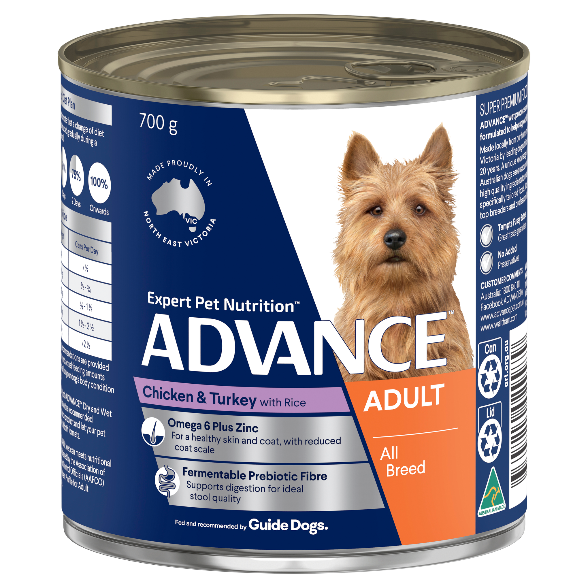 Advance Chicken and Turkey All Breed Adult Dog Wet Food Can 700g x 12