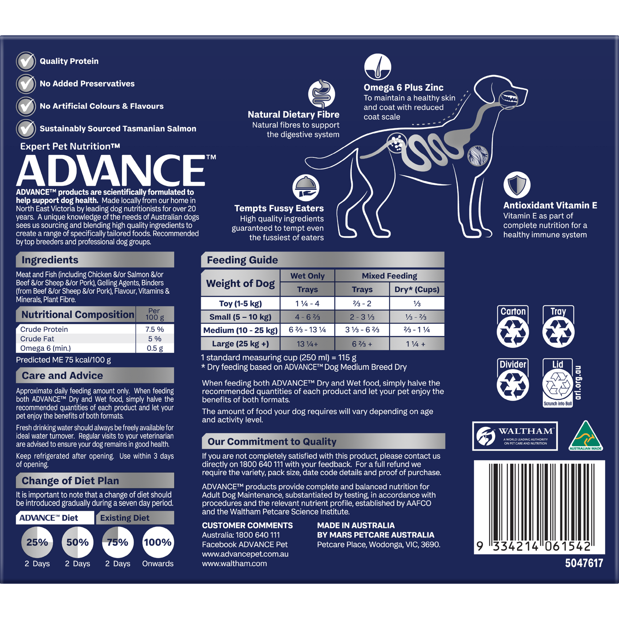 Advance Casserole with Salmon All Breed Adult Wet Dog Food Tray 100g x 12