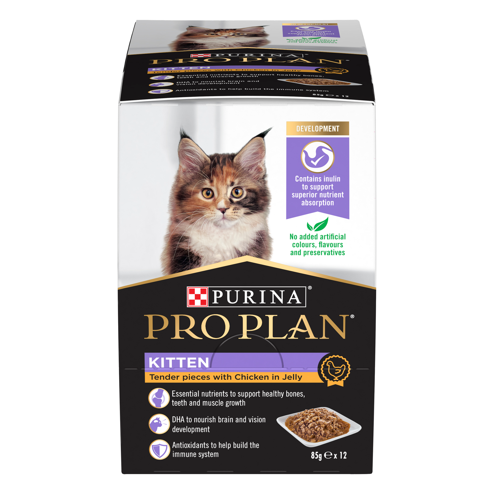 Pro Plan Chicken Kitten Wet Cat Food Pouches 85g x 12