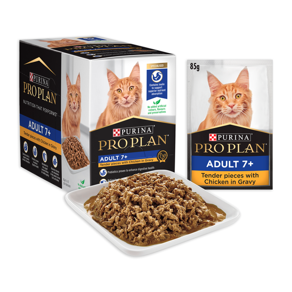 Pro Plan Chicken Senior 7+ Wet Cat Food Pouches 85g x 12
