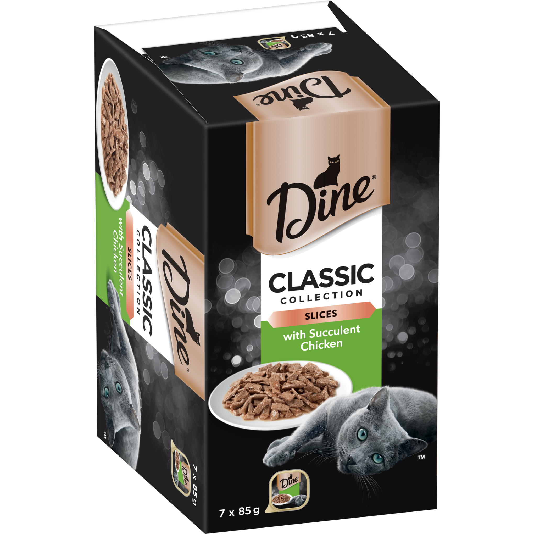 Dine Classic Slices with Succulent Chicken Multipack Wet Cat Food 85g x 7