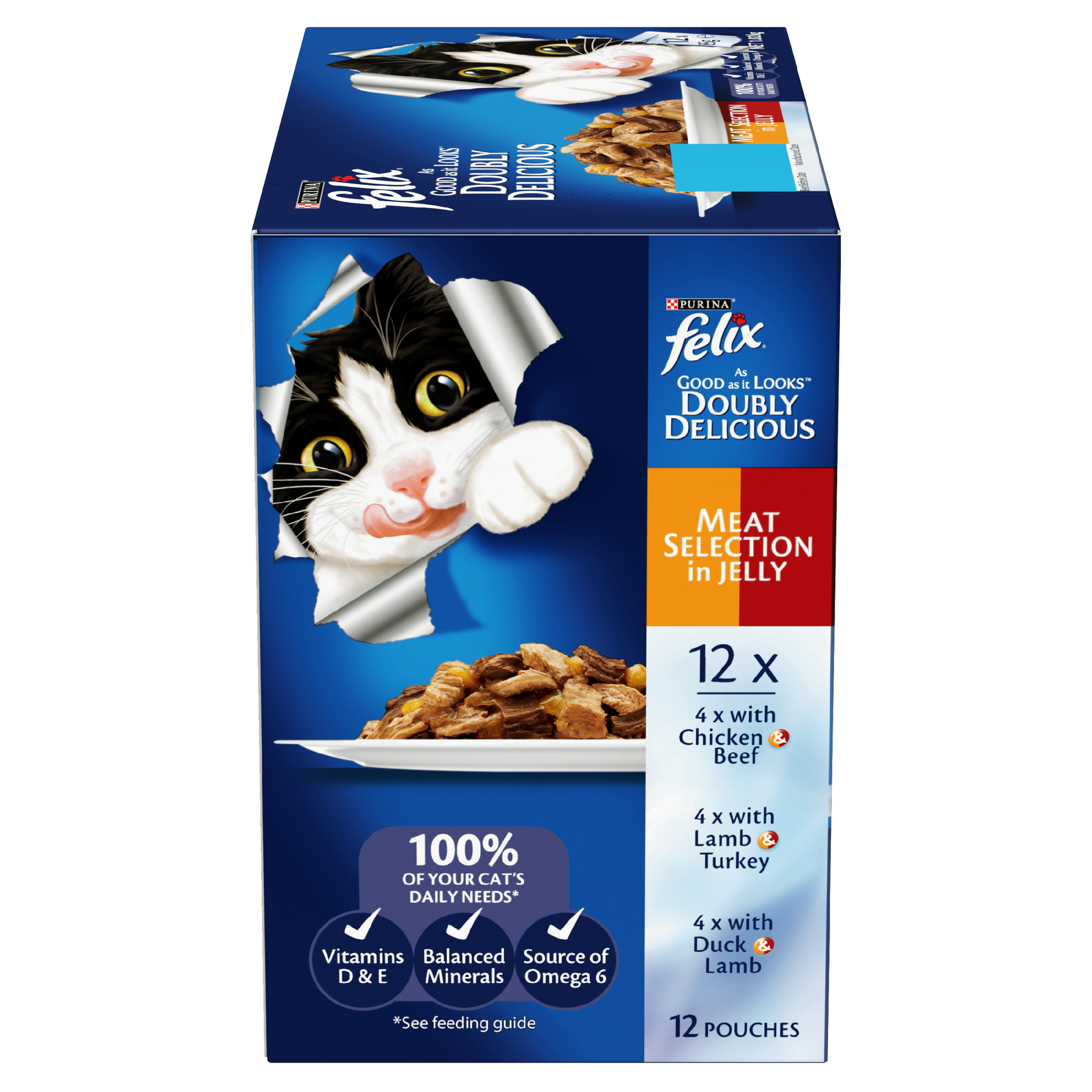 Felix Double Delicious Meat Selection in Jelly Adult Wet Cat Food 85g x 12