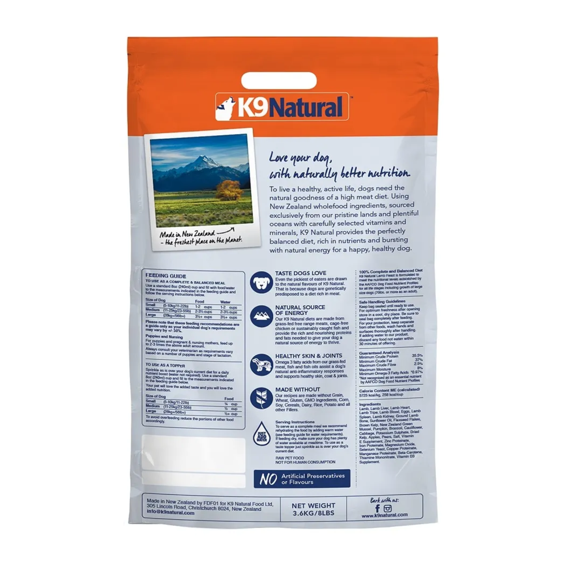 K9 Natural Grain Free Freeze Dried Dog Food Lamb