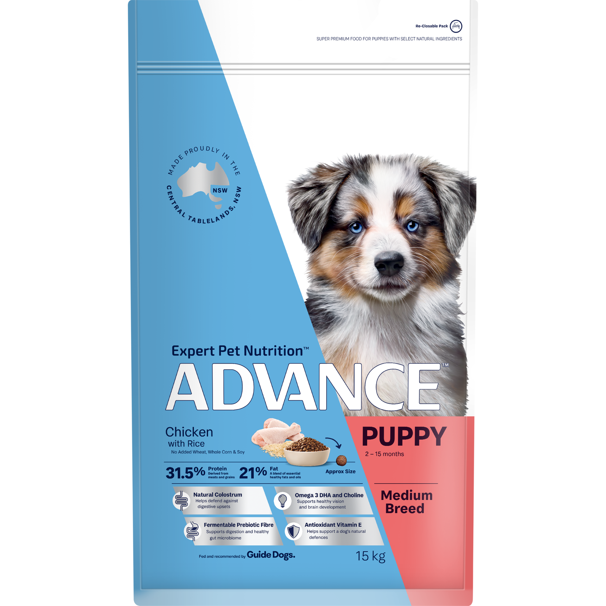 Advance Chicken and Rice Medium Breed Puppy Dry Dog Food