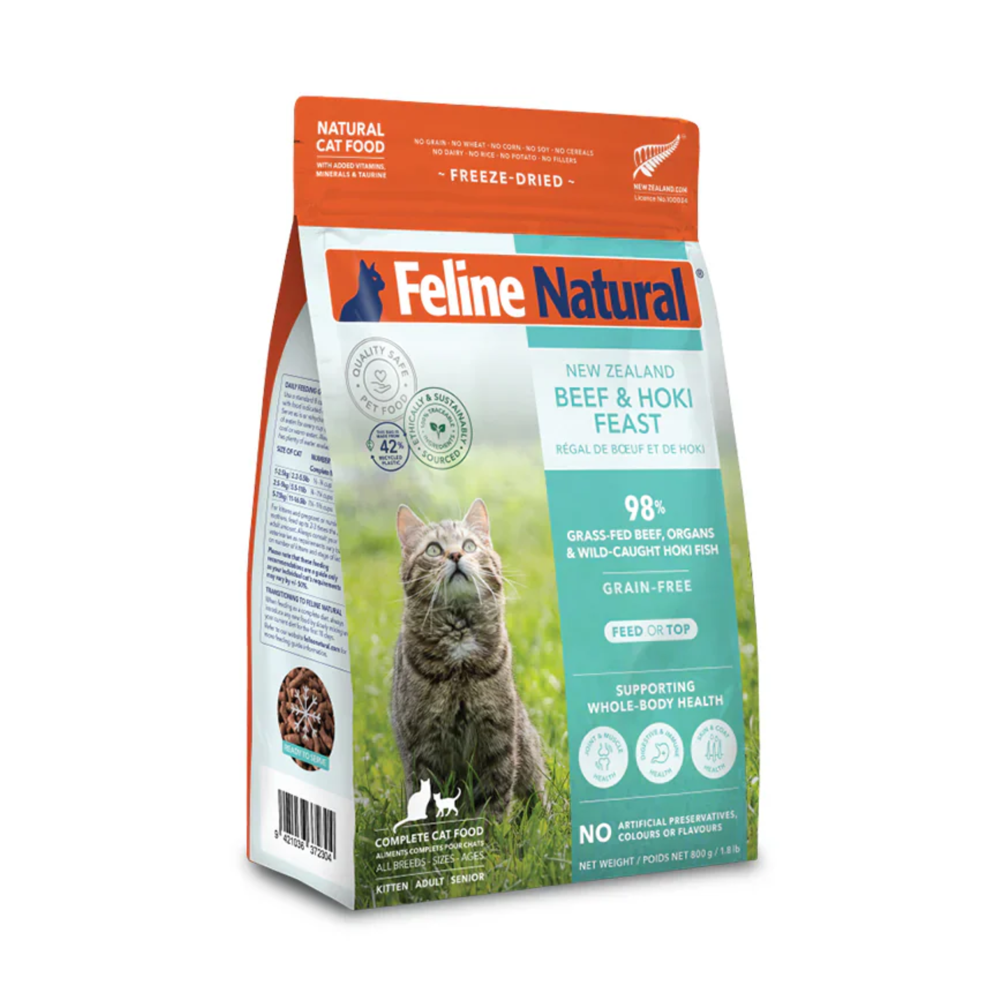 Feline Natural Grain Free Freeze Dried Cat Food Beef & Hoki