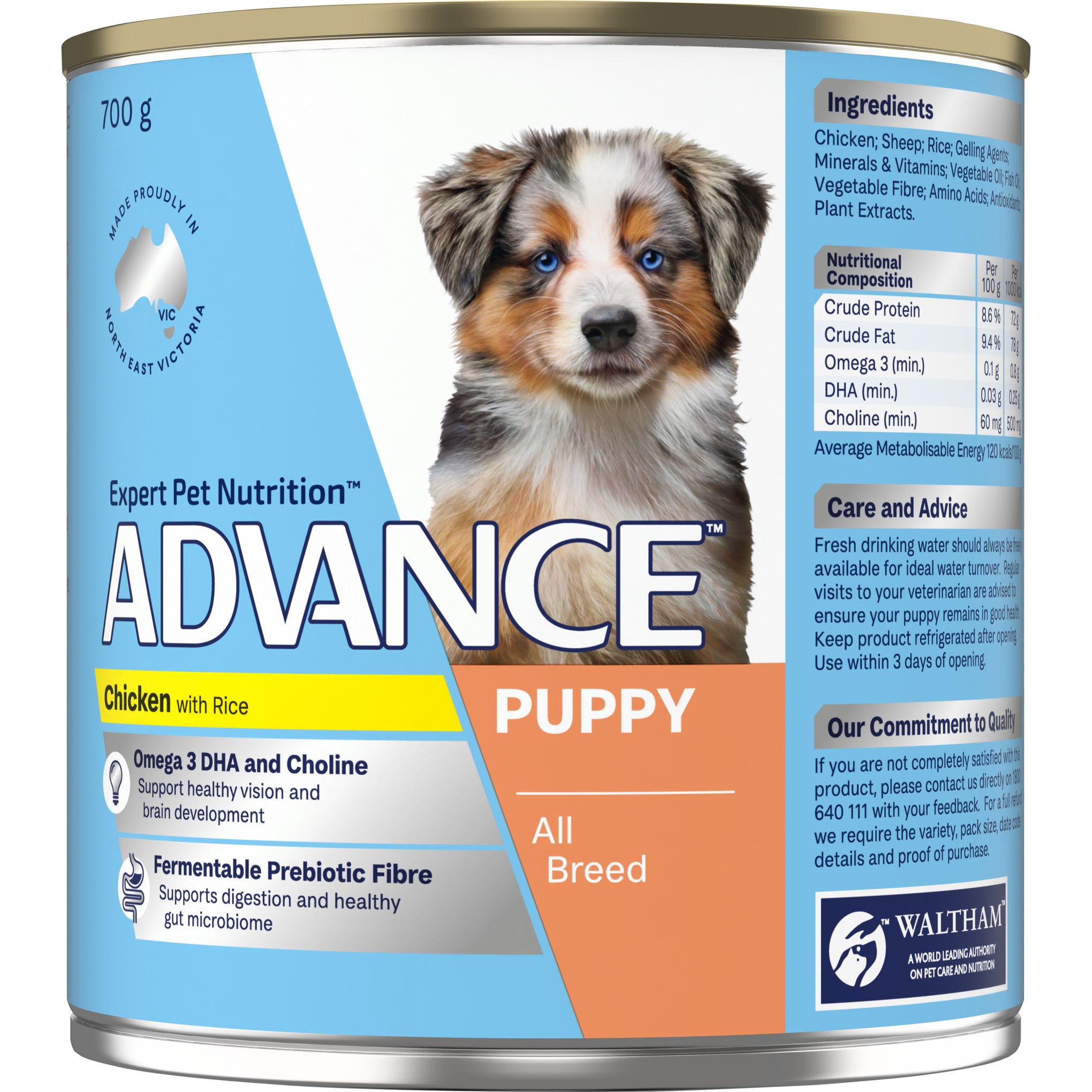 Advance Chicken and Rice All Breed Puppy Wet Dog Food Can 700g x 12