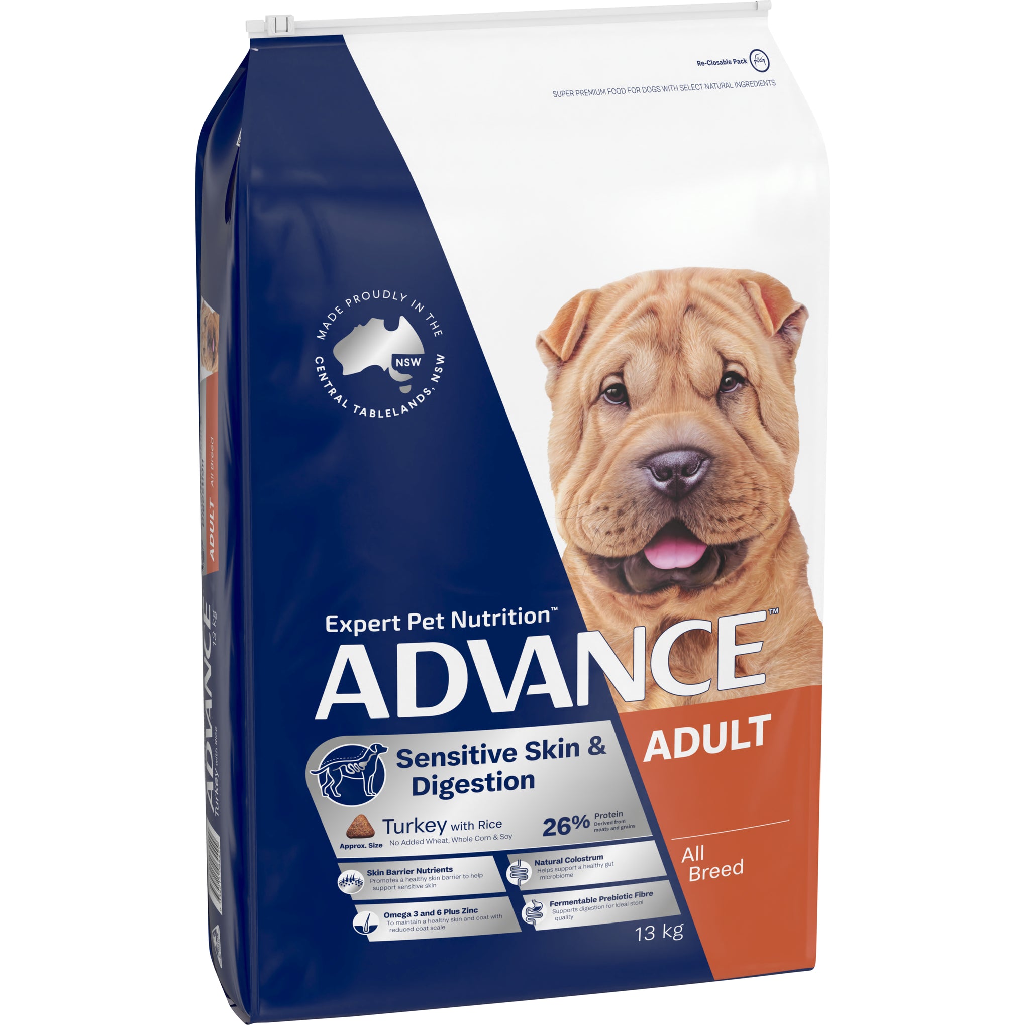 Advance Turkey with Rice Sensitive Skin and Digestion Adult Dry Dog Food 13kg