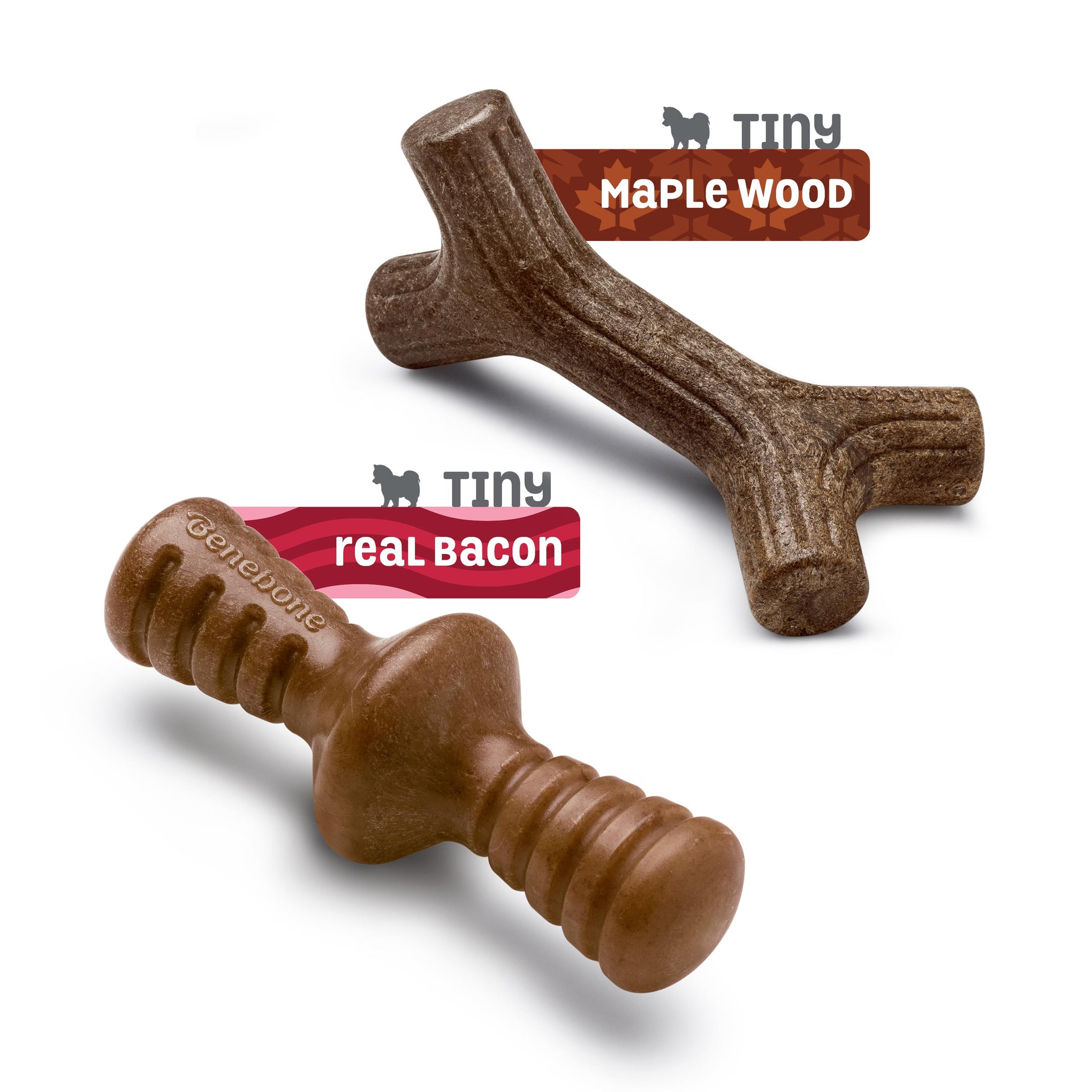 Benebone Maplestick And Zaggler Bacon Dog Toy 2 Pack