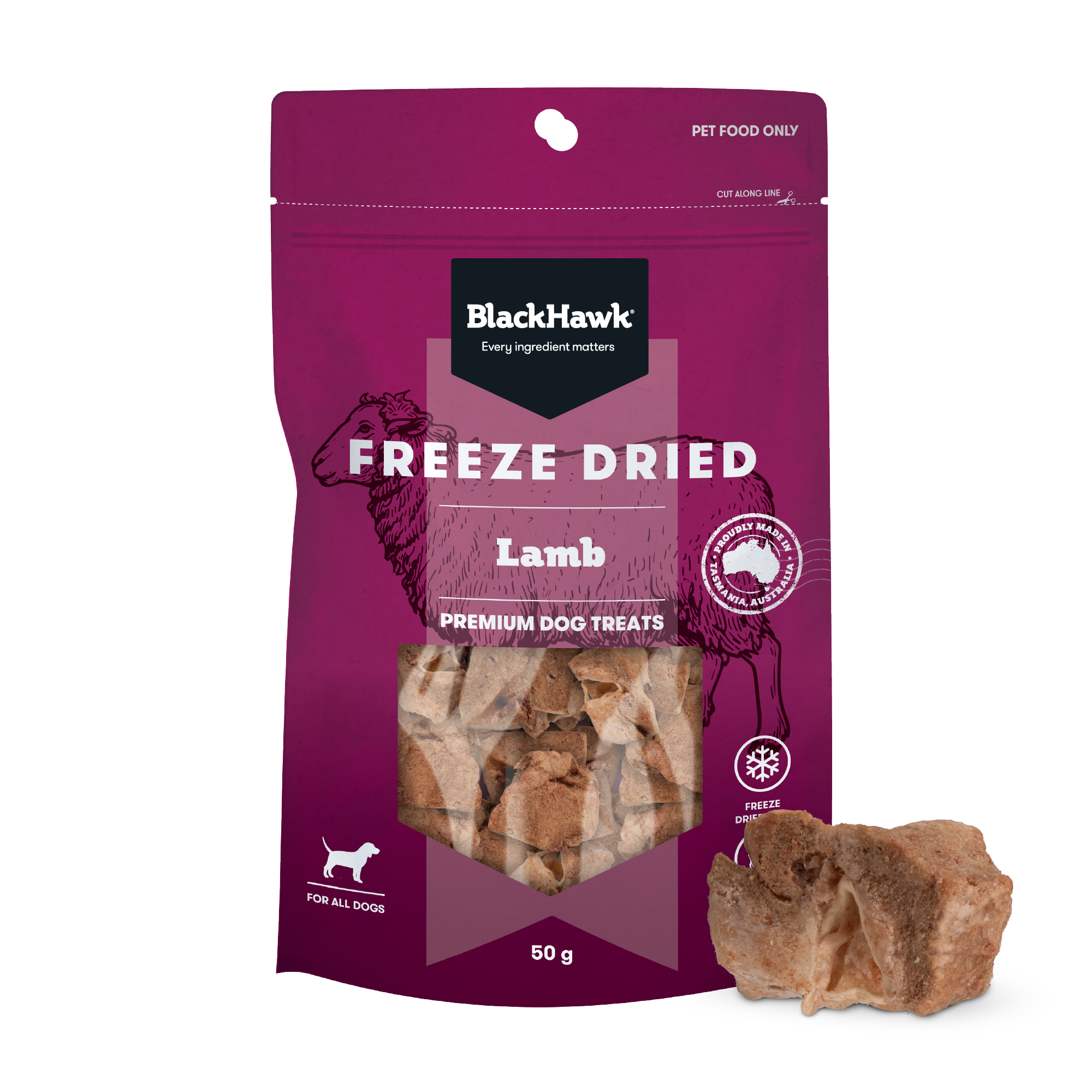 Black Hawk Freeze Dried Lamb Dog Treat 50g