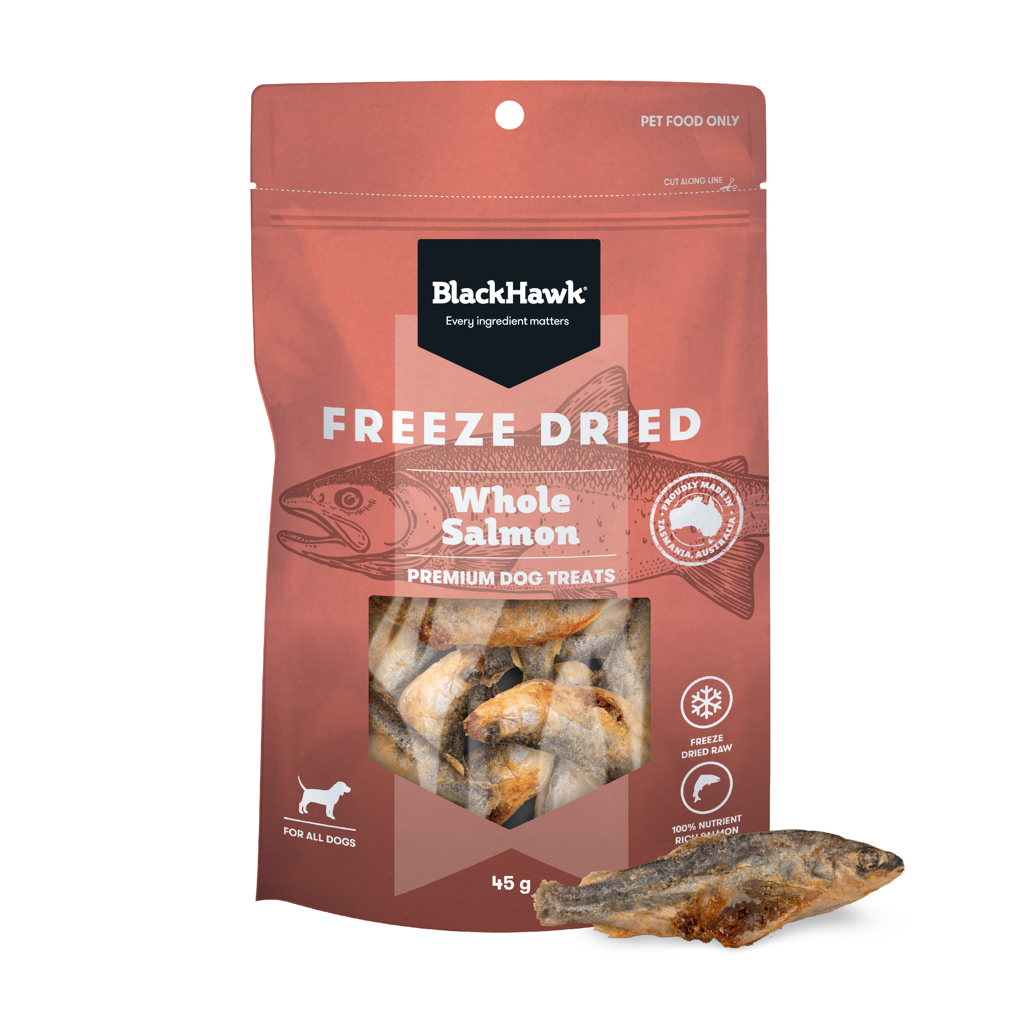 Black Hawk Freeze Dried Whole Salmon Dog Treat 45g