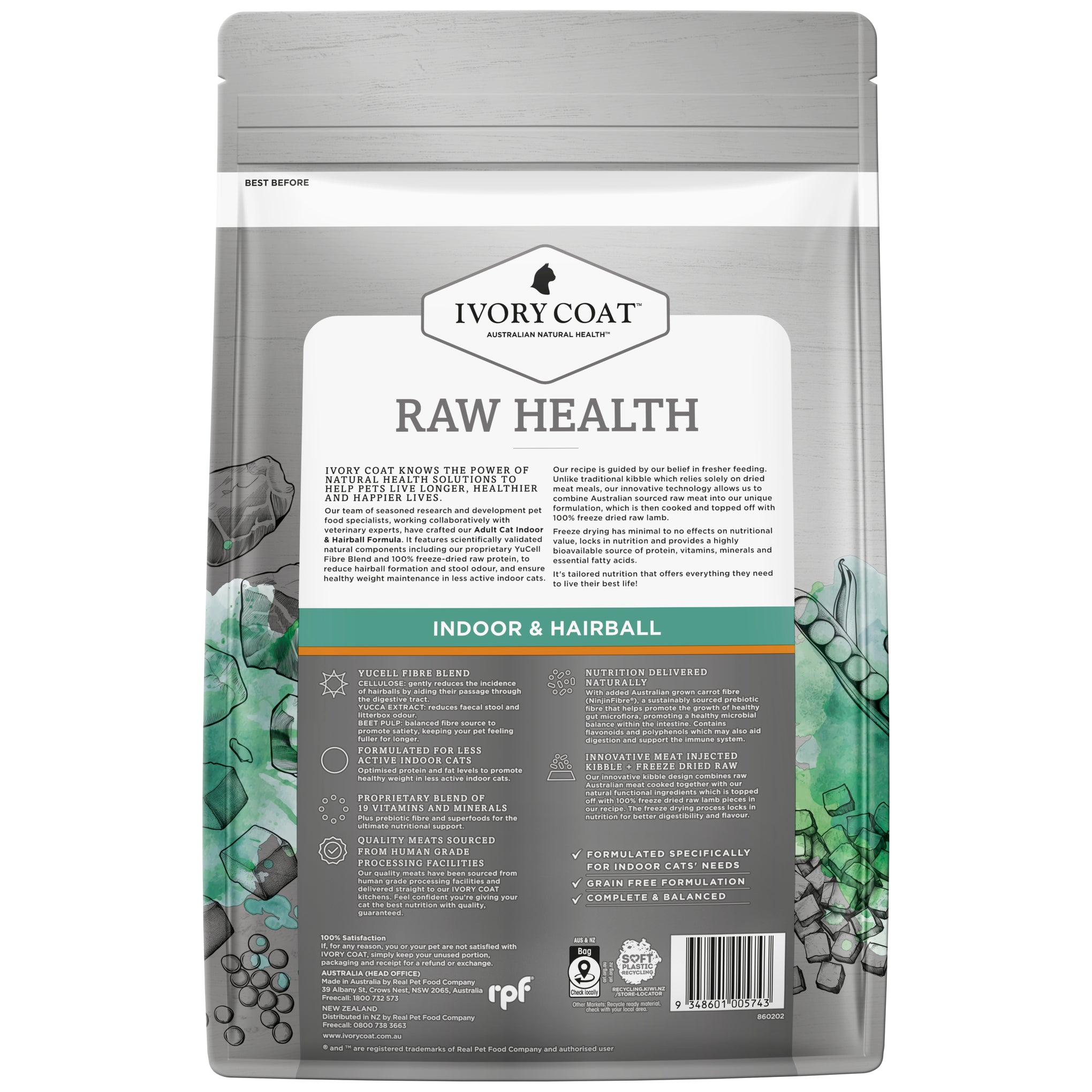 Ivory Coat Raw Health Cat Indoor & Hairball Chicken and Freeze Dried Lamb Dry Cat Food