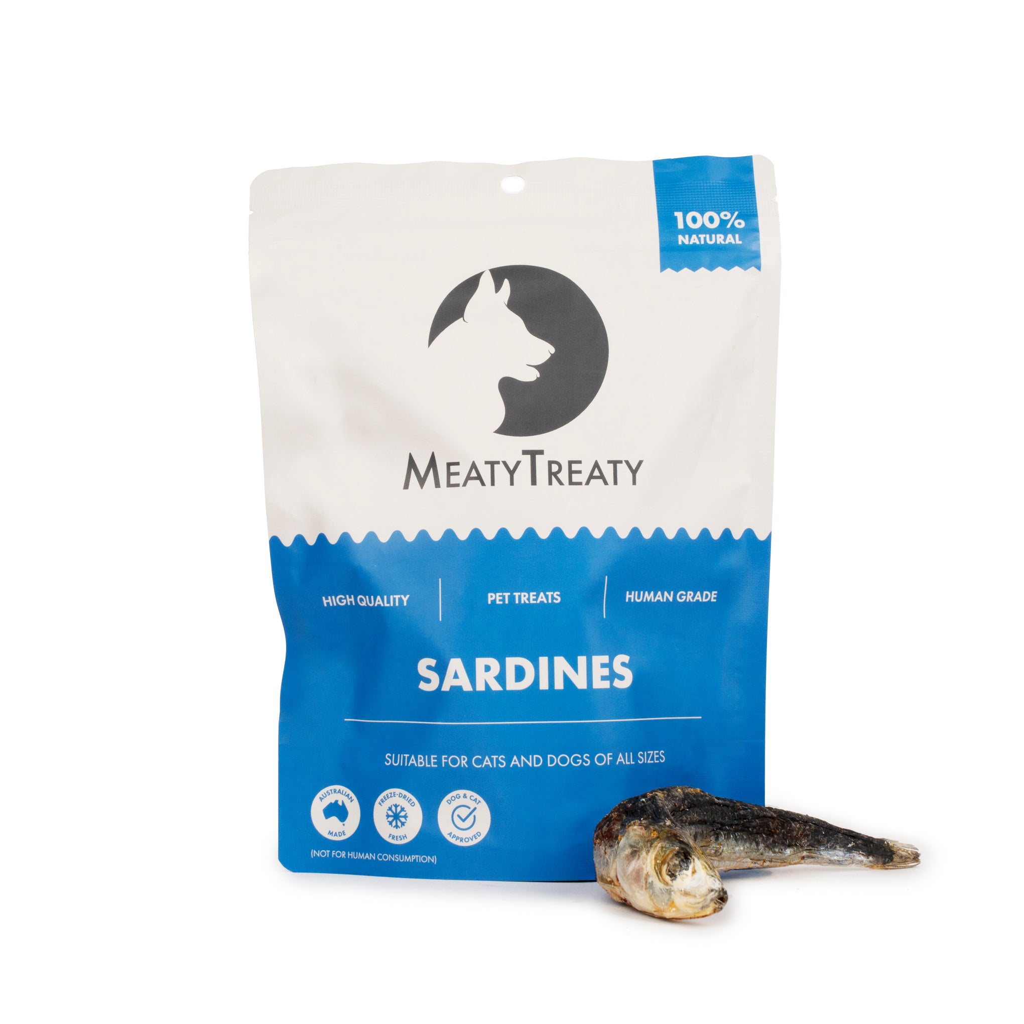 Meaty Treaty Freeze Dried Australian Whole Sardines Cat & Dog Treats 100g