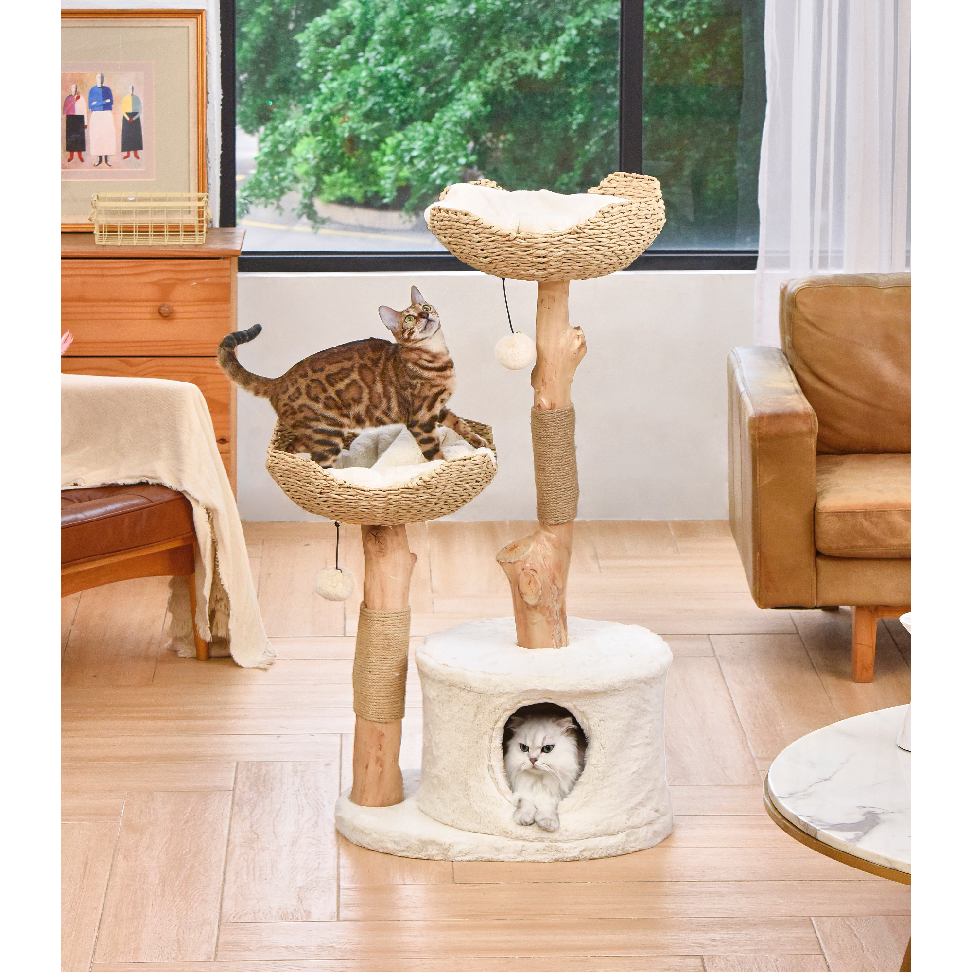 Michu Premium Real Wooden Cat Tree Large
