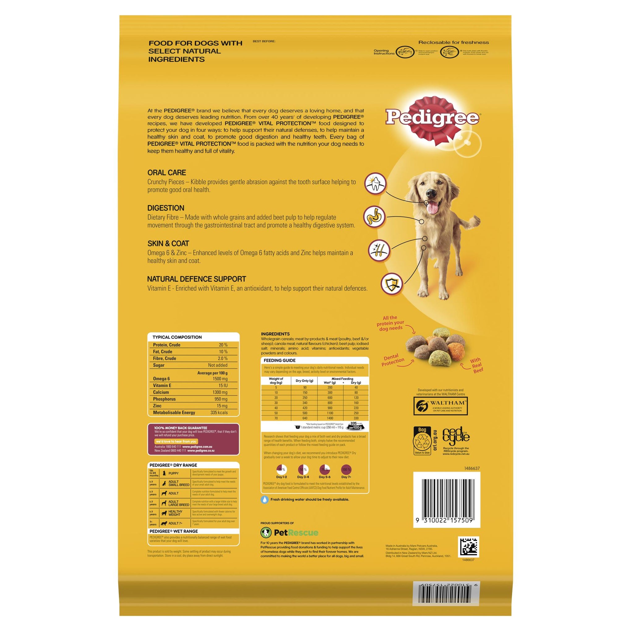 Pedigree Meaty Bites Dog Adult Dry Food Beef 8kg