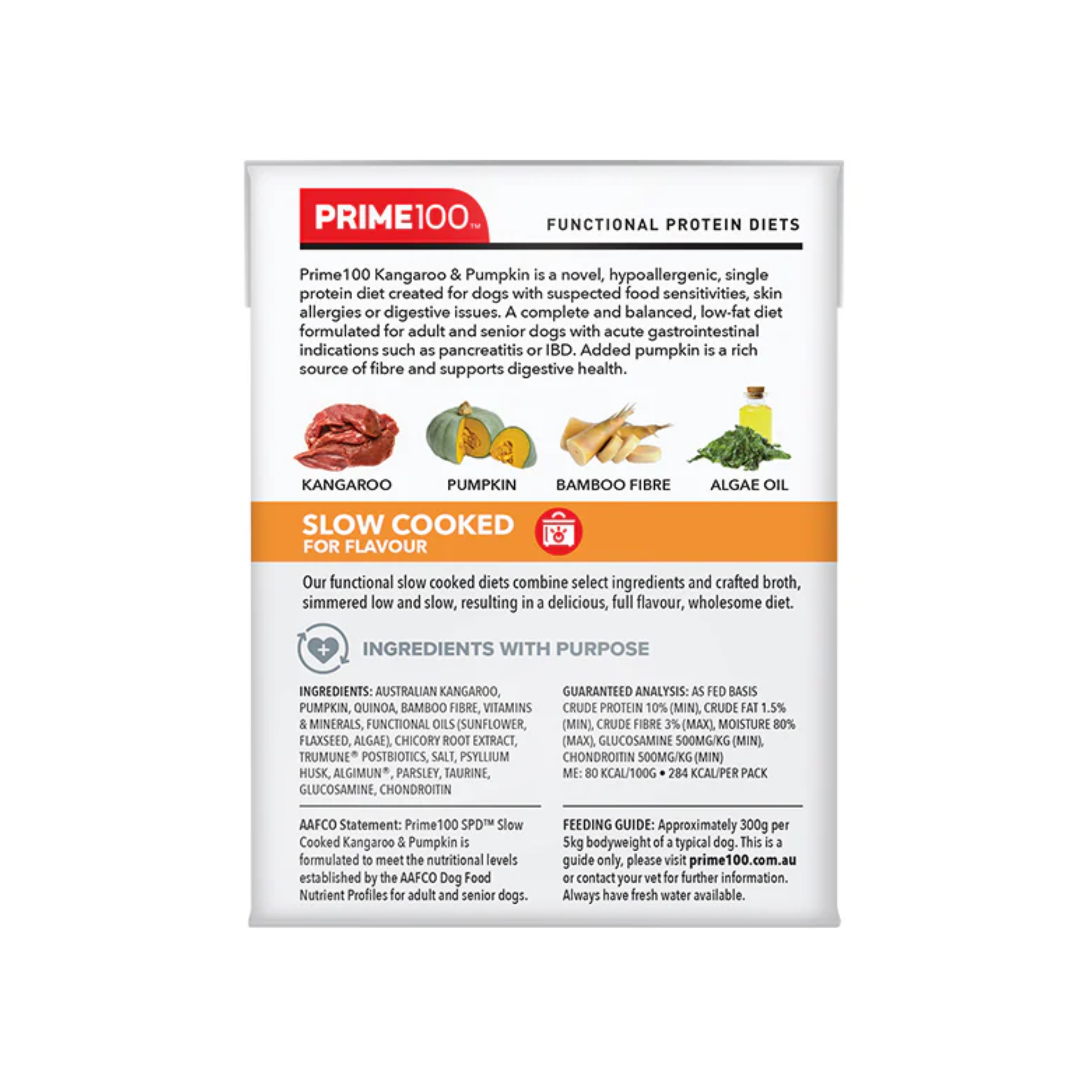 Prime100 SPD Dog Wet Food Slow Cooked Kangaroo & Pumpkin 354g