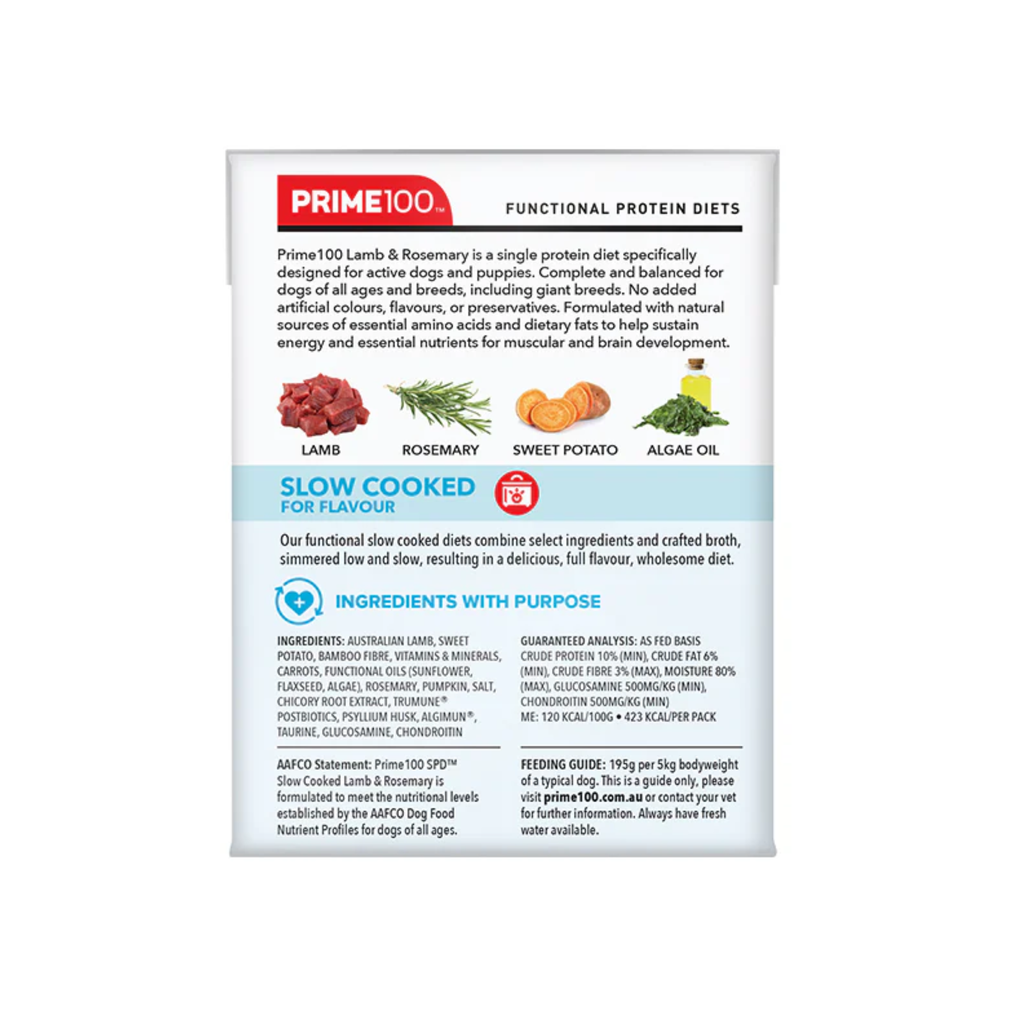 Prime100 SPD Dog Wet Food Slow Cooked Lamb & Rosemary 354g x 12