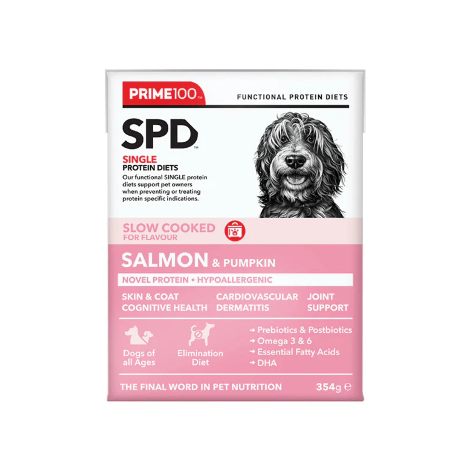 Prime100 SPD Dog Wet Food Slow Cooked Salmon & Pumpkin 354g x 12