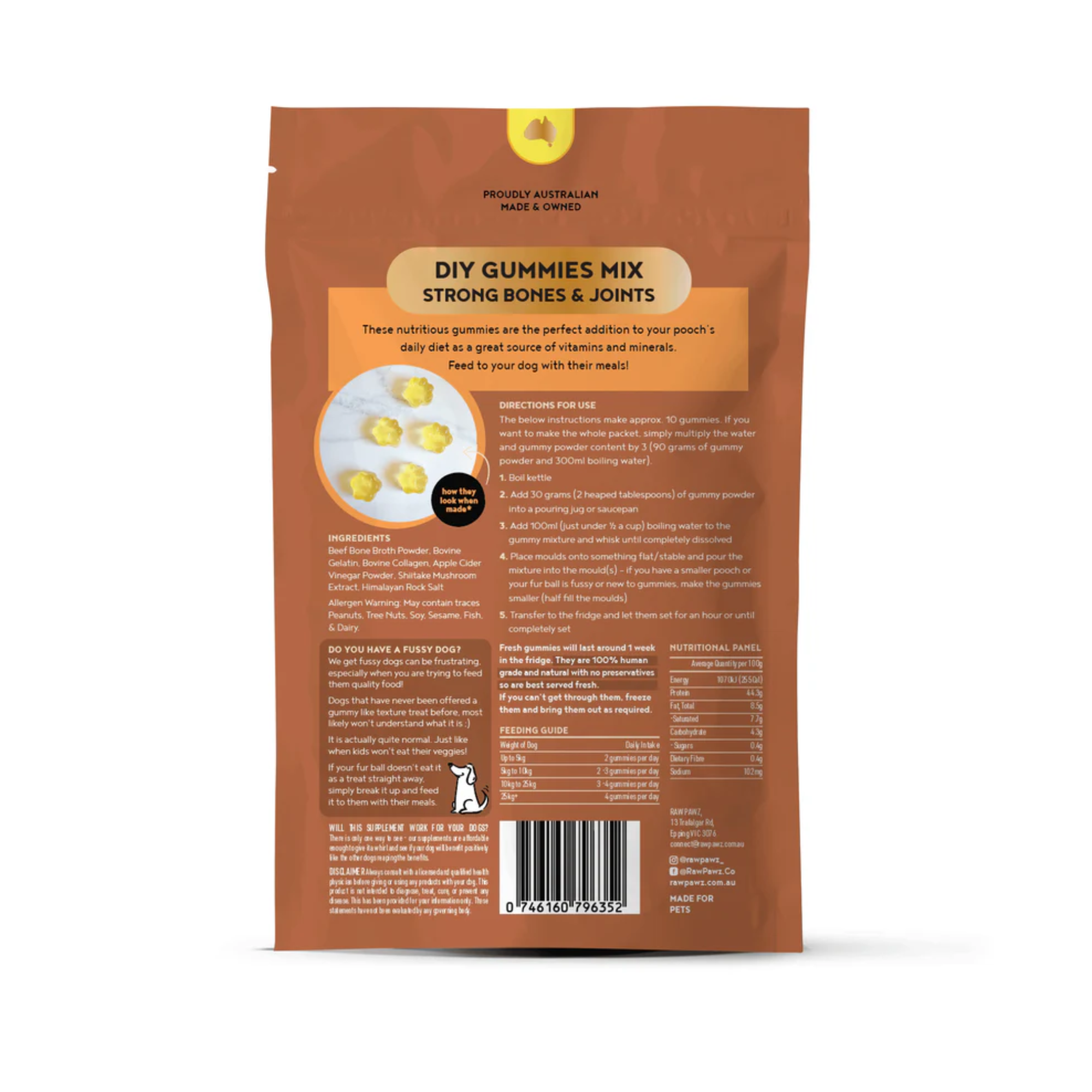 Raw Pawz DIY Gummies Bone Broth Dog Treats 90g