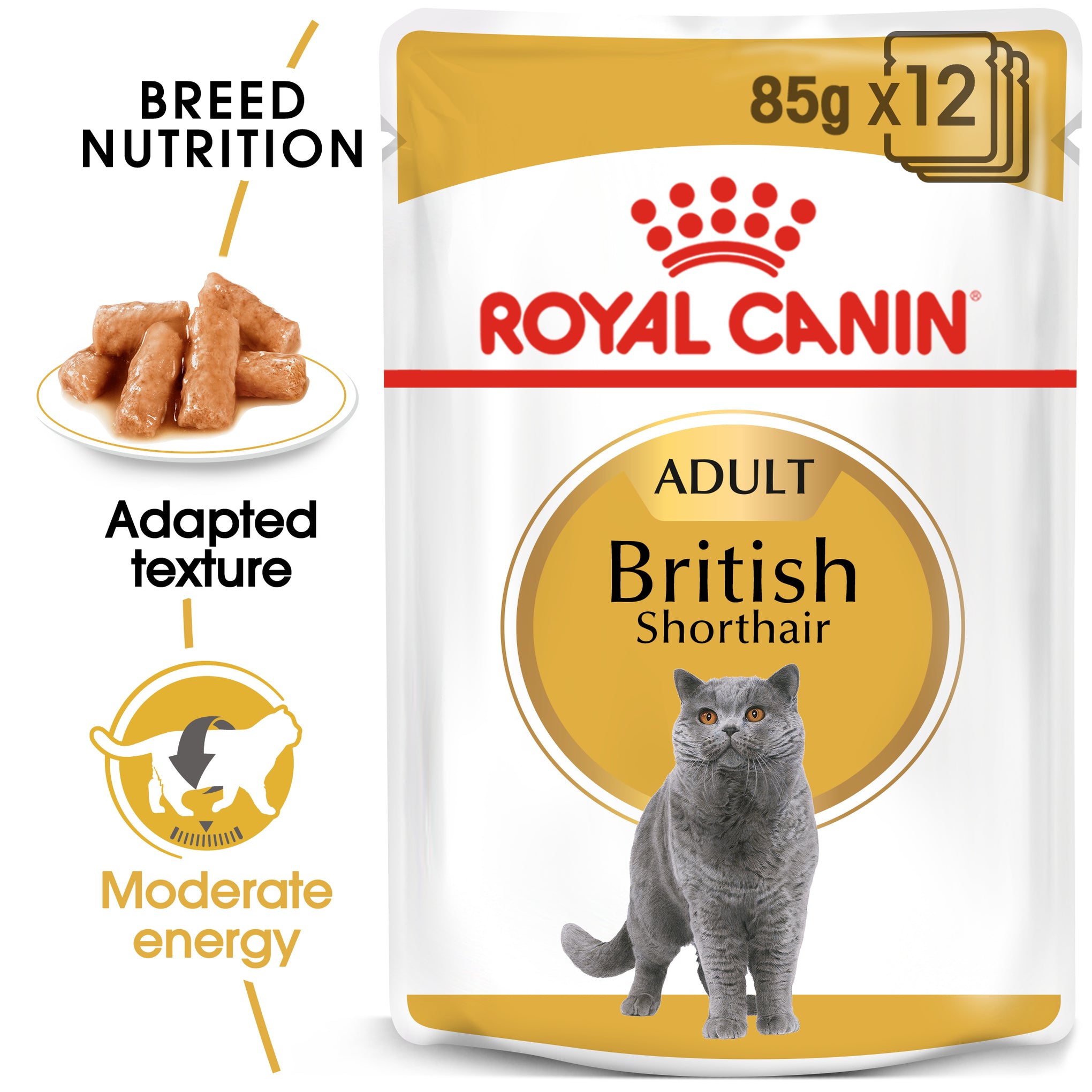 Royal Canin British Shorthair Adult Wet Cat Food Pouches 85g x 12