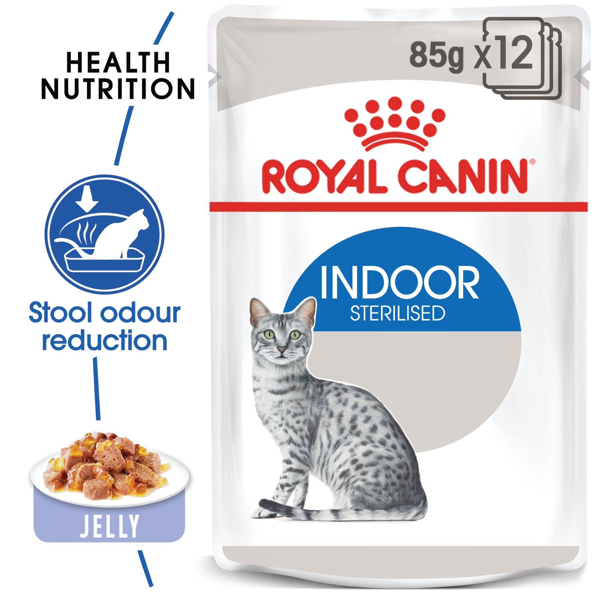 Royal Canin Indoor With Jelly Adult Wet Cat Food Pouches 85g x 12