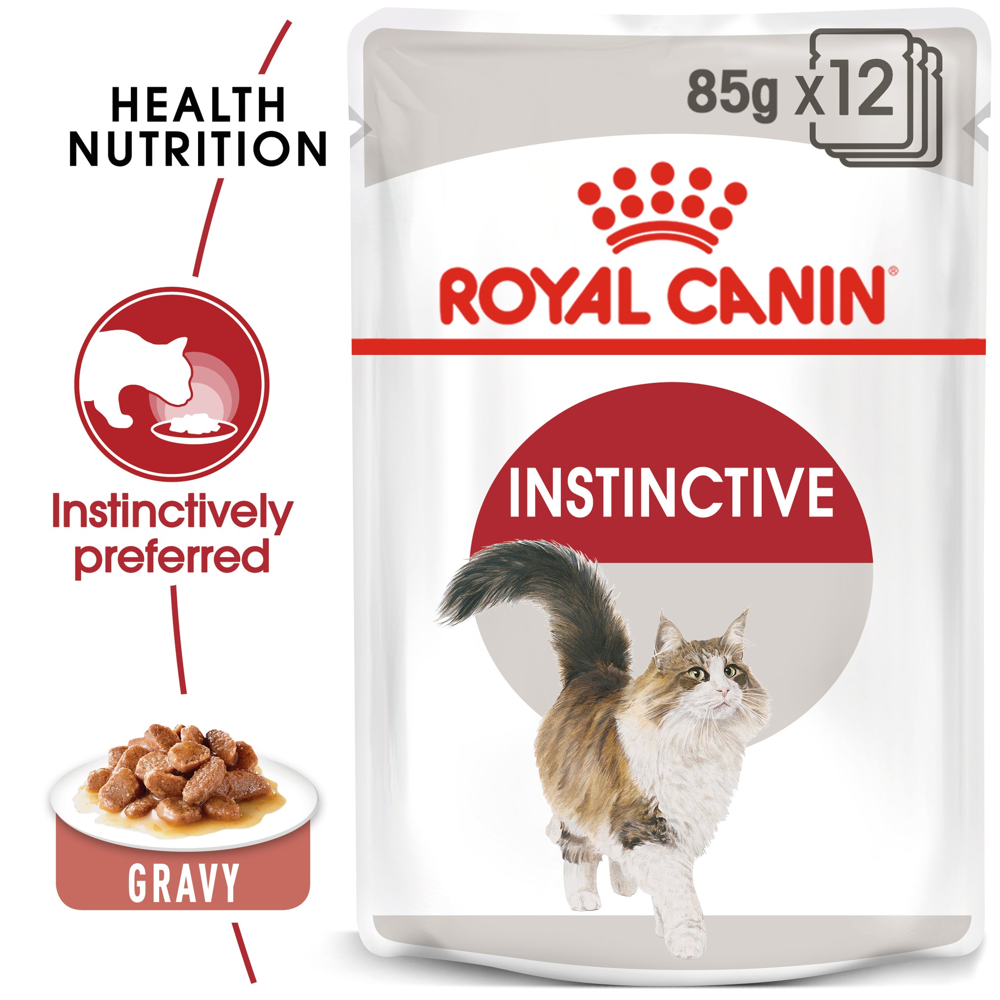 Royal Canin Instinctive With Gravy Adult Wet Cat Food Pouches 85g x 12