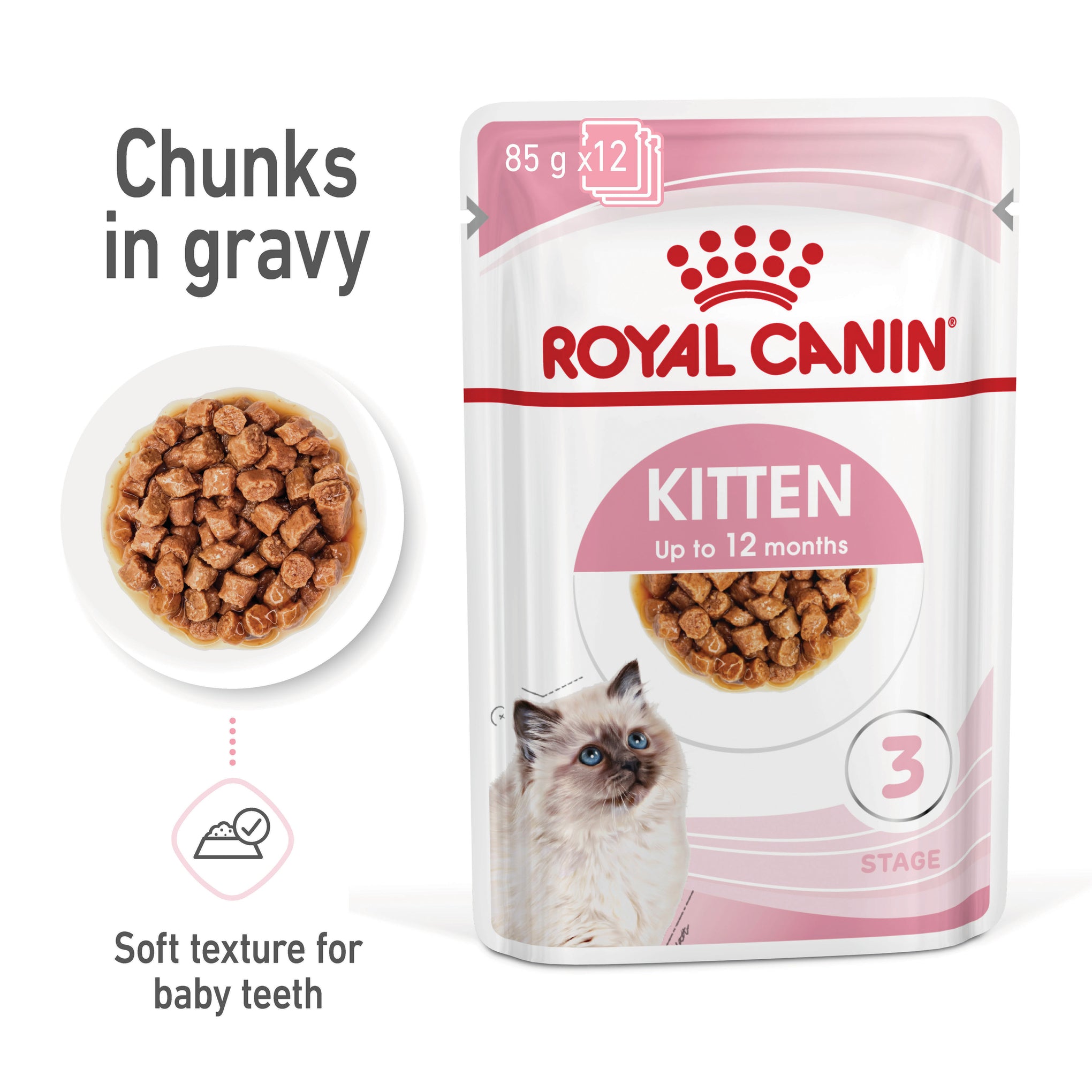 Royal Canin Kitten Instinctive with Gravy Wet Cat Food Pouches 85g x 12