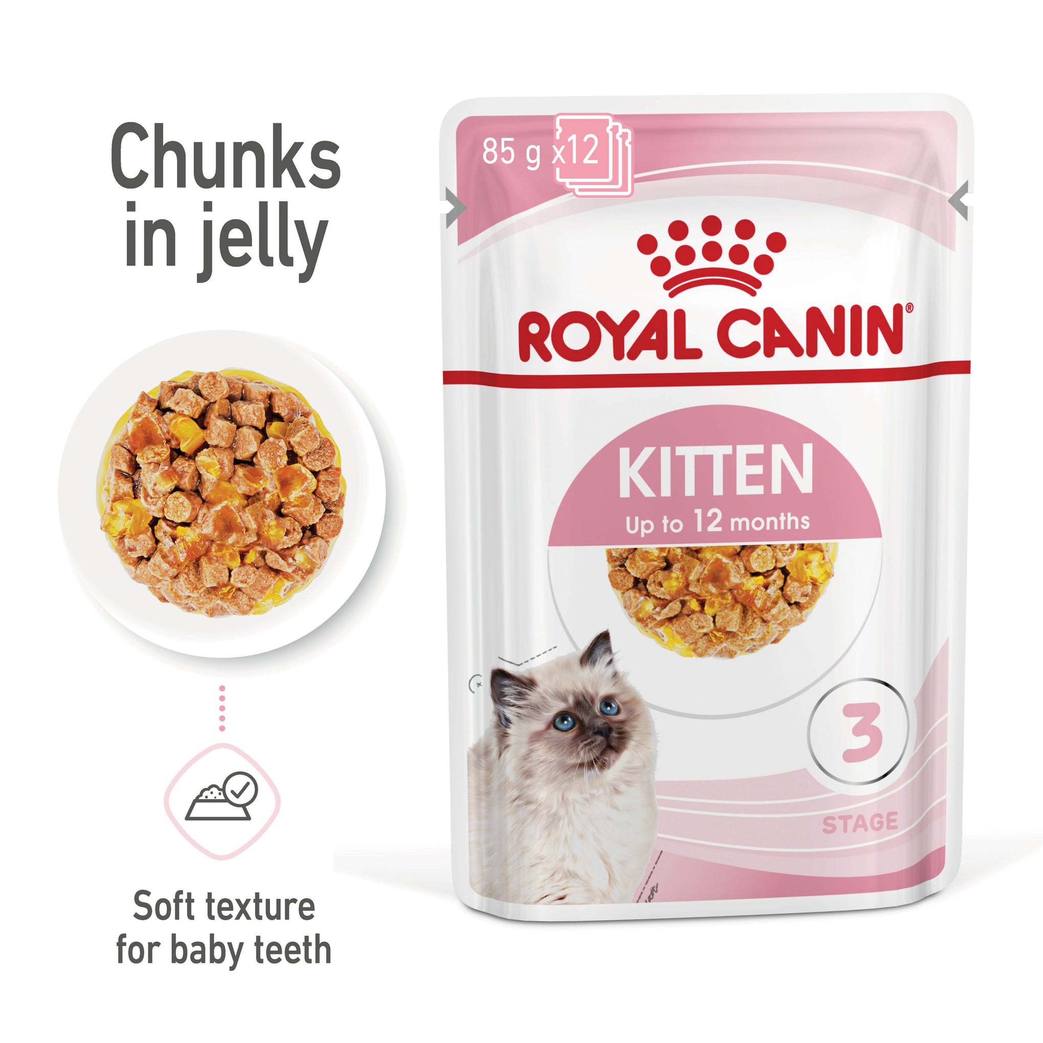 Royal Canin Kitten Instinctive with Jelly Wet Cat Food Pouches 85g x 12