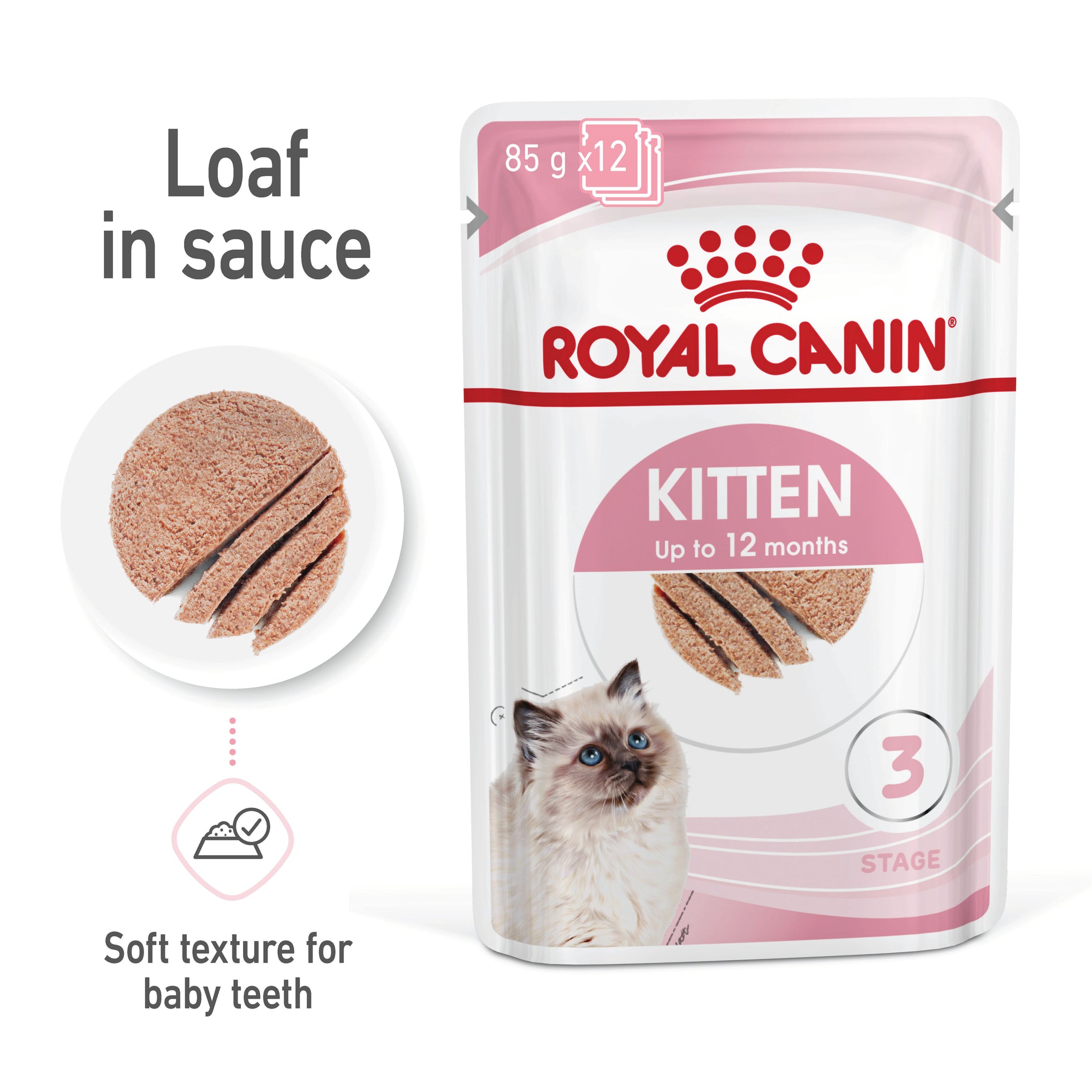 Royal Canin Kitten Instinctive with Loaf Wet Cat Food Pouches 85g x 12