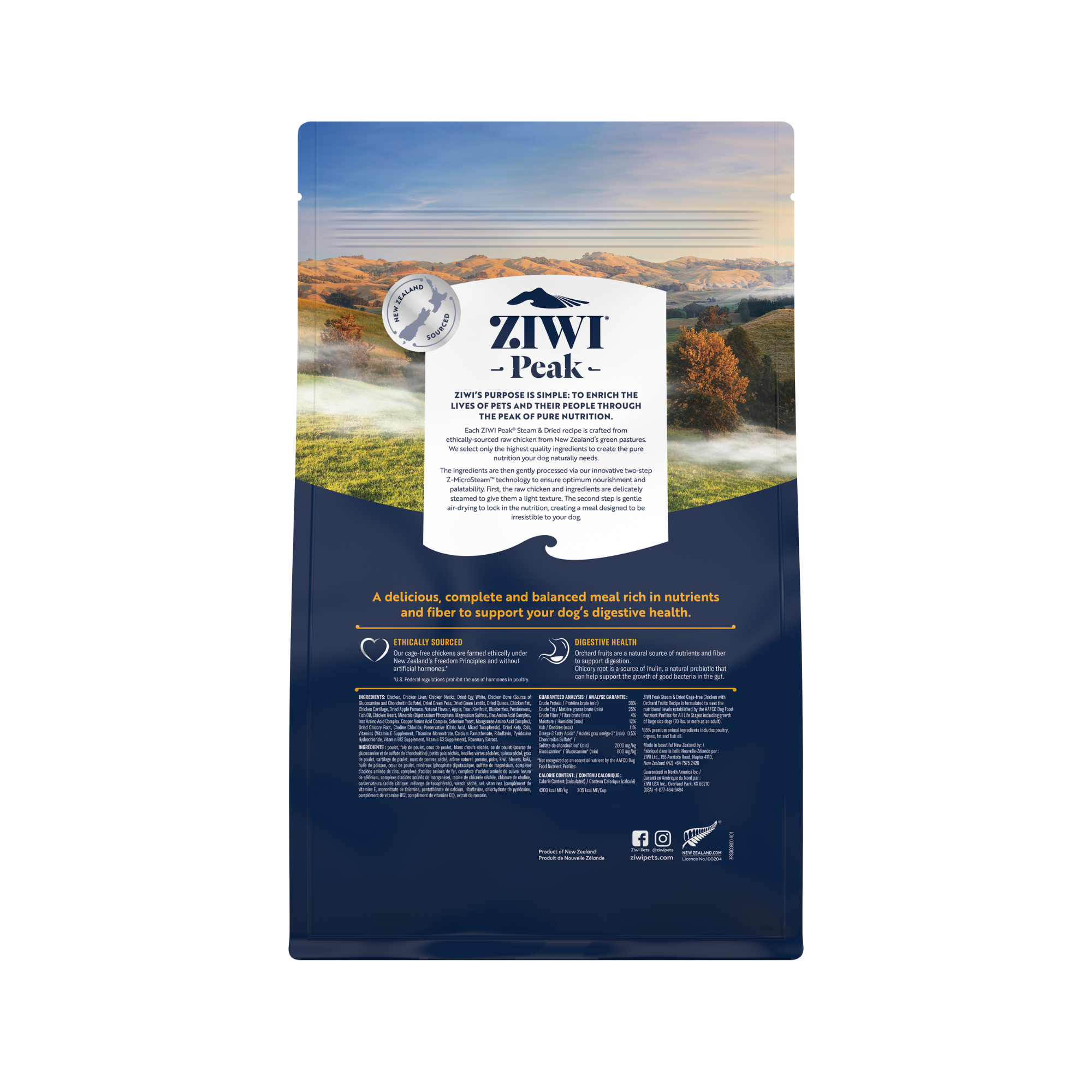 Ziwi Peak Steam & Dried Cage Free Chicken With Orchard Fruits Dry Dog Food